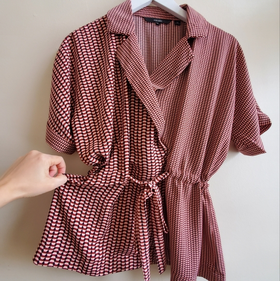 Vero Moda wrapped top with contrast pattern with drawstring- Medium - Picture 2 of 11